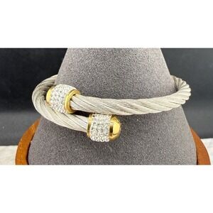 Cable Wrap Bracelet Silver Rhinestone‎ 7"